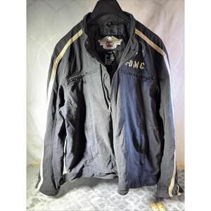 HARLEY-DAVIDSON Black Cotton Canvas Full Zip Lined Jacket Size 2XL VERY NICE !!!